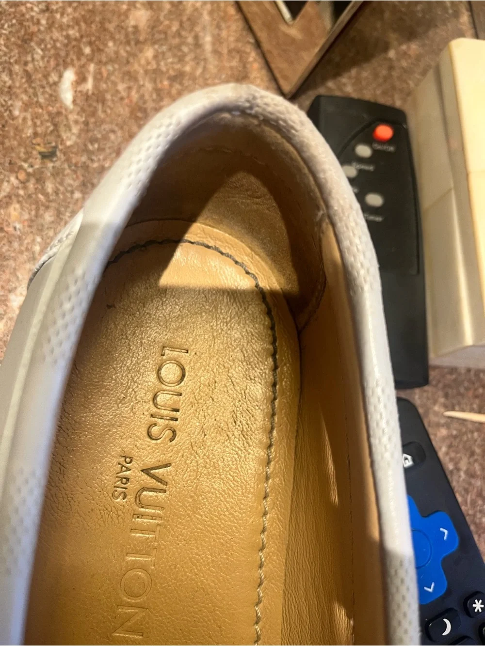 Louis Vuitton Men’s Light Gray Leather Boat Shoes